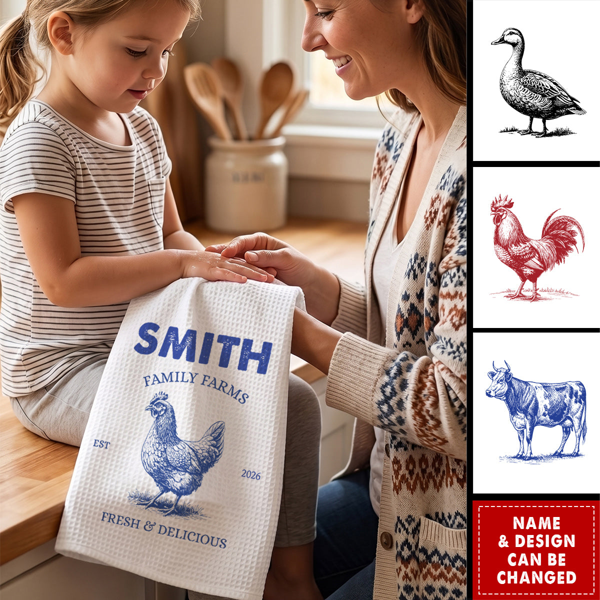 Country Farmhouse, Farm House Kitchen Decor - Personalized Kitchen Towel
