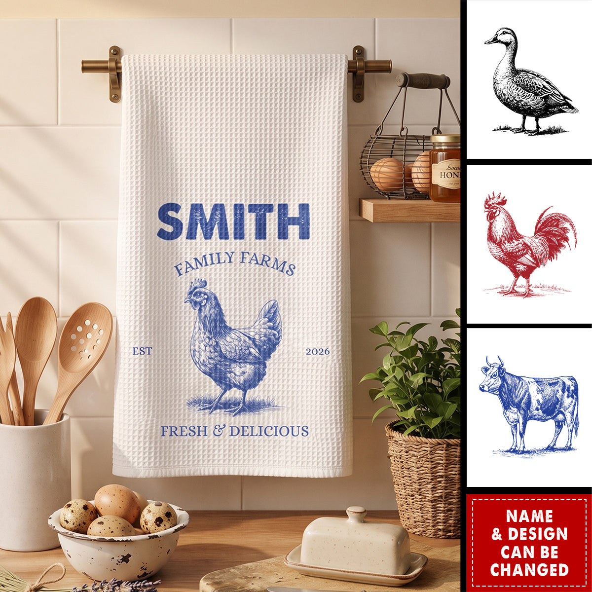 Country Farmhouse, Farm House Kitchen Decor - Personalized Kitchen Towel