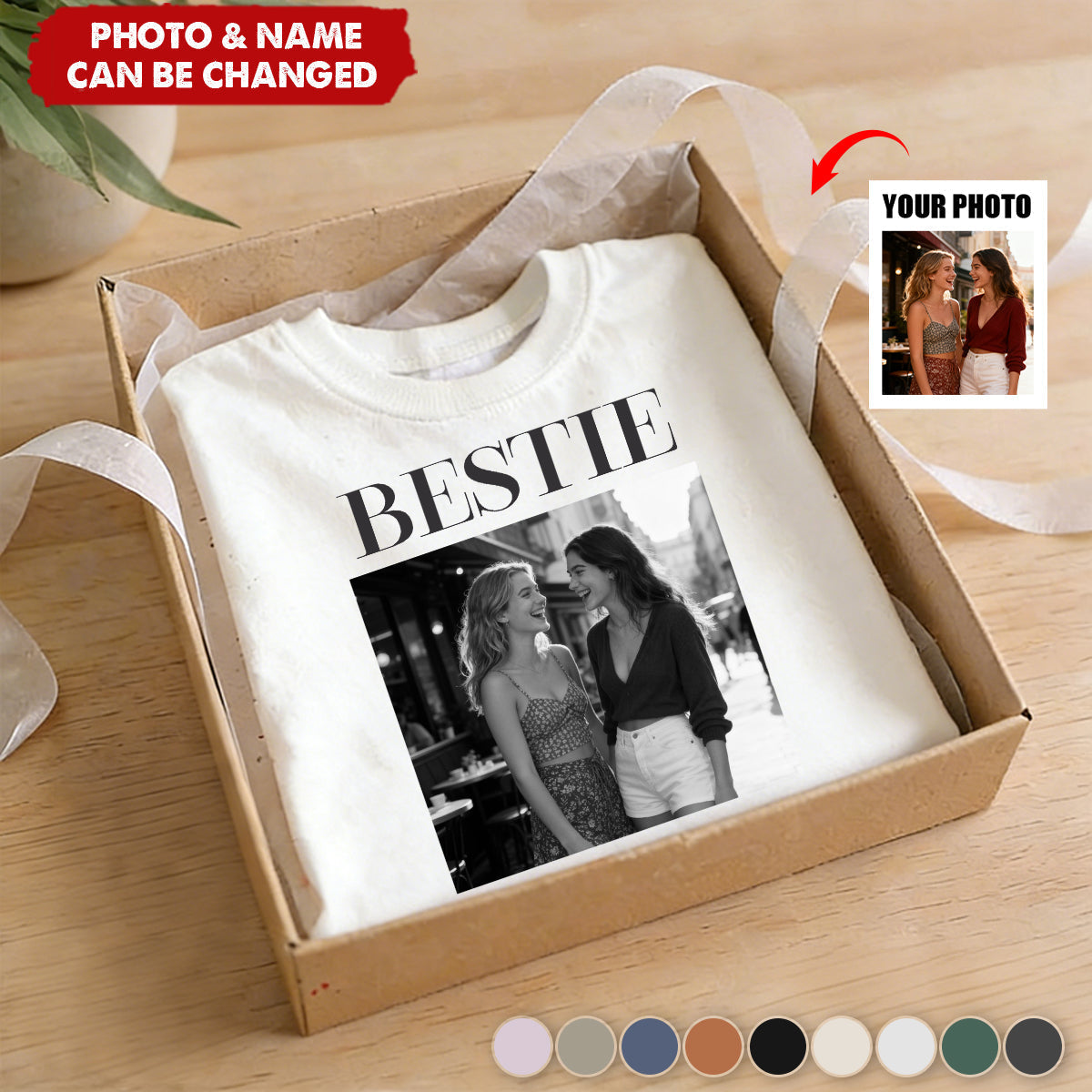 Bestie - Vintage Version - Personalized Photo Comfort Tee
