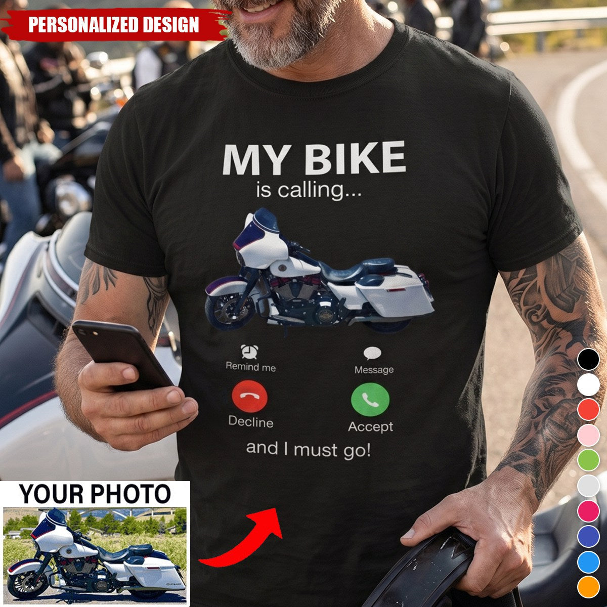 My Motorbike Is Calling Funny Biker Motorcycle Shirt - Personlized Gift For Biker, Motorcycle Lovers