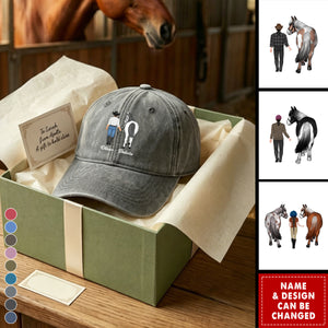 Personalized Cartoon Character Horse Back View Baseball Cap with Name Daily Wear Birthday Gift for Friends Horse Lovers