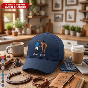 Personalized Cartoon Character Horse Back View Baseball Cap with Name Daily Wear Birthday Gift for Friends Horse Lovers